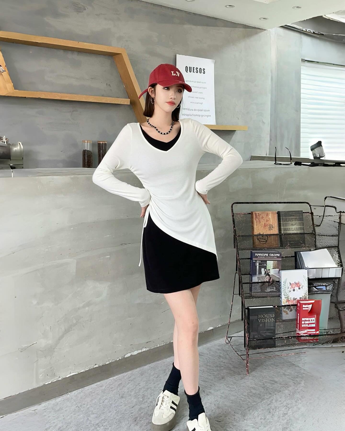 抽繩兩件套連身裙