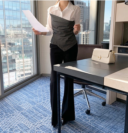 不規則條紋拼接恤衫