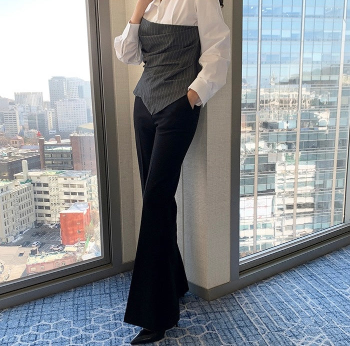 不規則條紋拼接恤衫