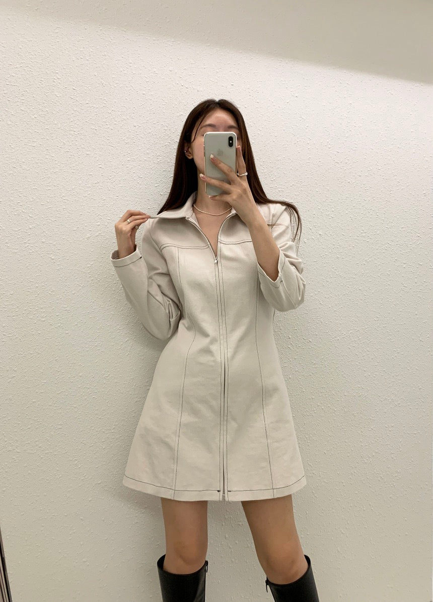 Polo領拉鏈連身裙