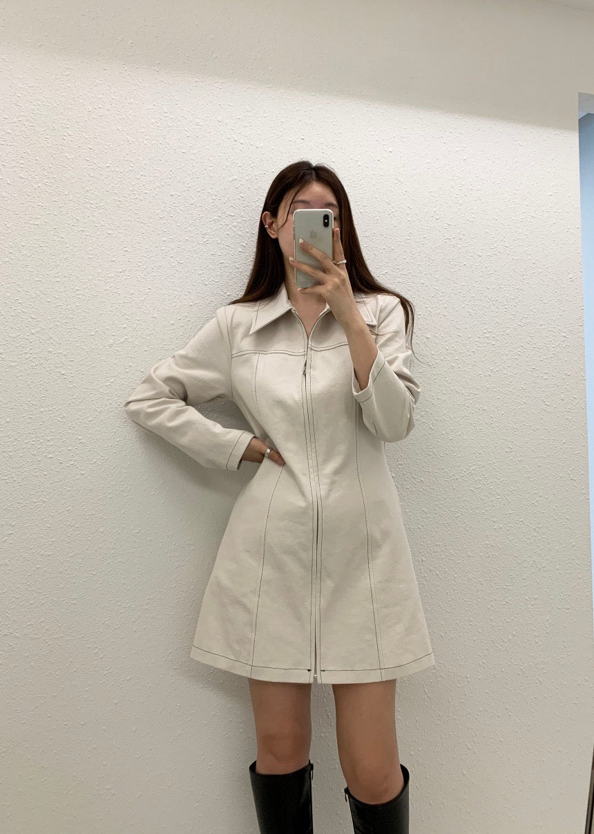 Polo領拉鏈連身裙