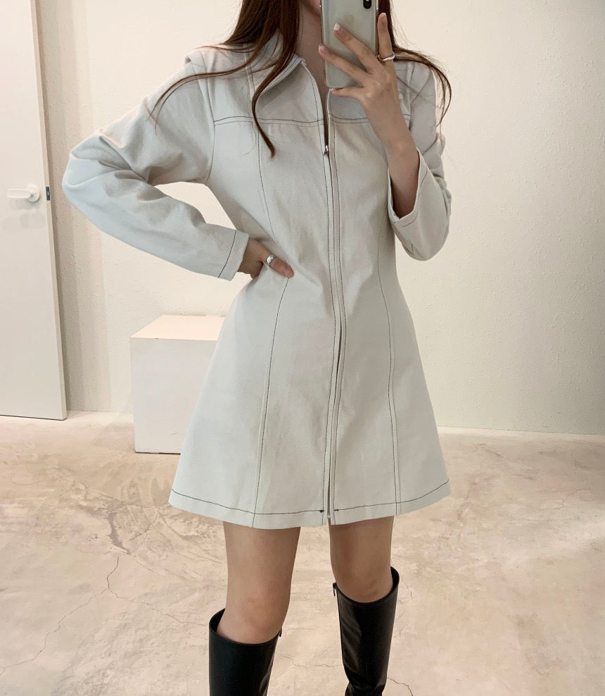 Polo領拉鏈連身裙