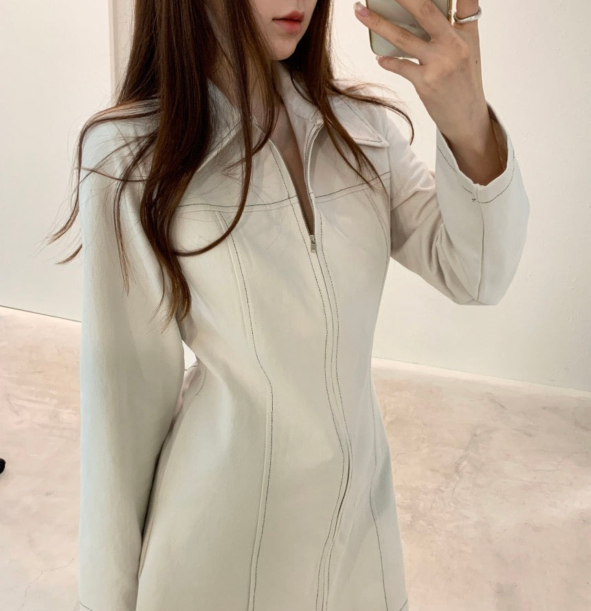 Polo領拉鏈連身裙