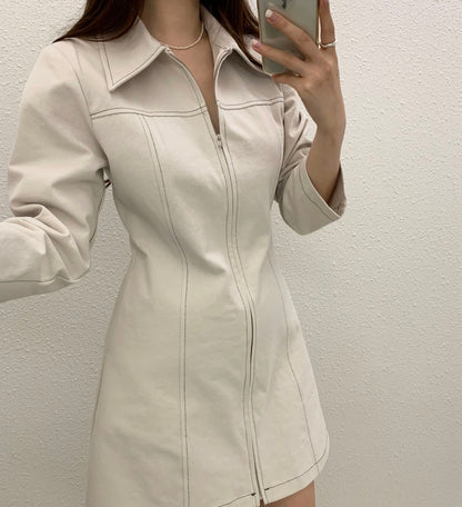 Polo領拉鏈連身裙