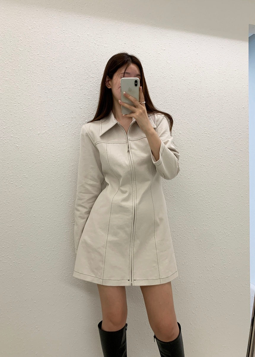 Polo領拉鏈連身裙