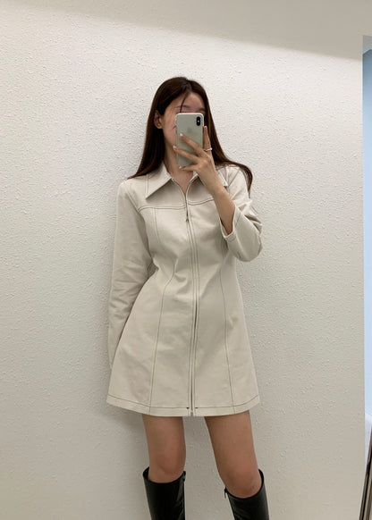 Polo領拉鏈連身裙