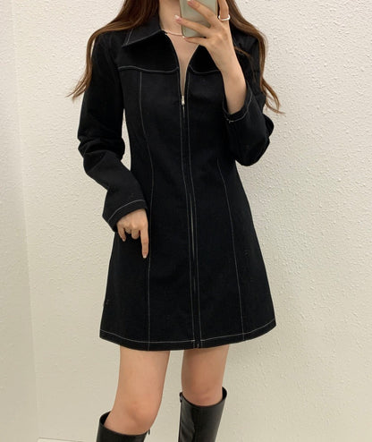 Polo領拉鏈連身裙