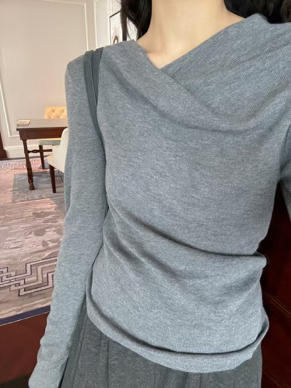 一字肩百搭針織衫