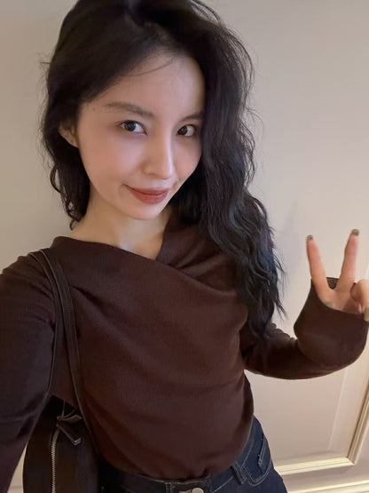 一字肩百搭針織衫