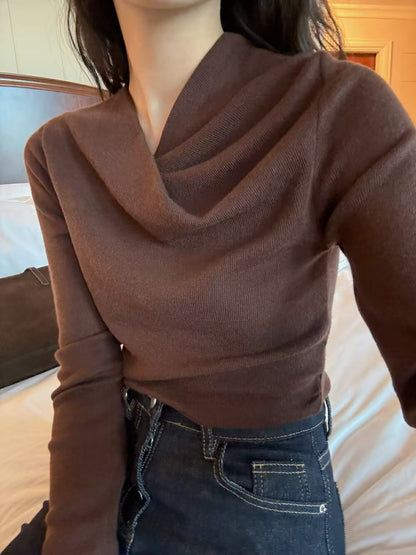 一字肩百搭針織衫