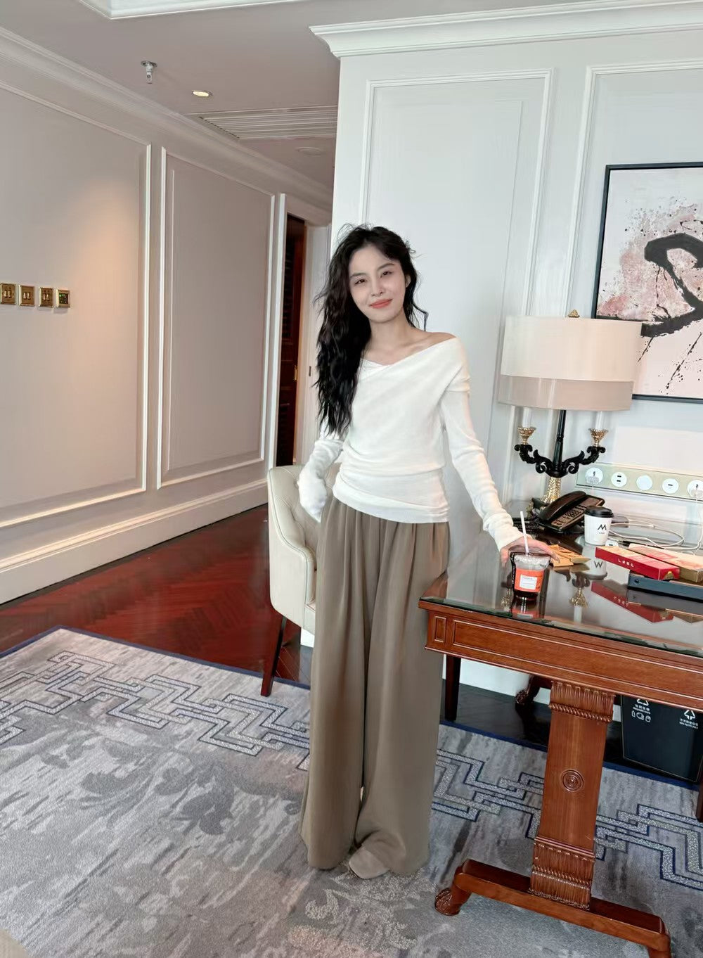 一字肩百搭針織衫