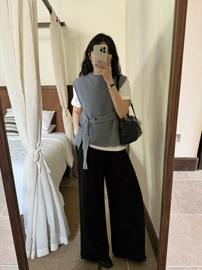 スリット付きベルトウエストニットベスト