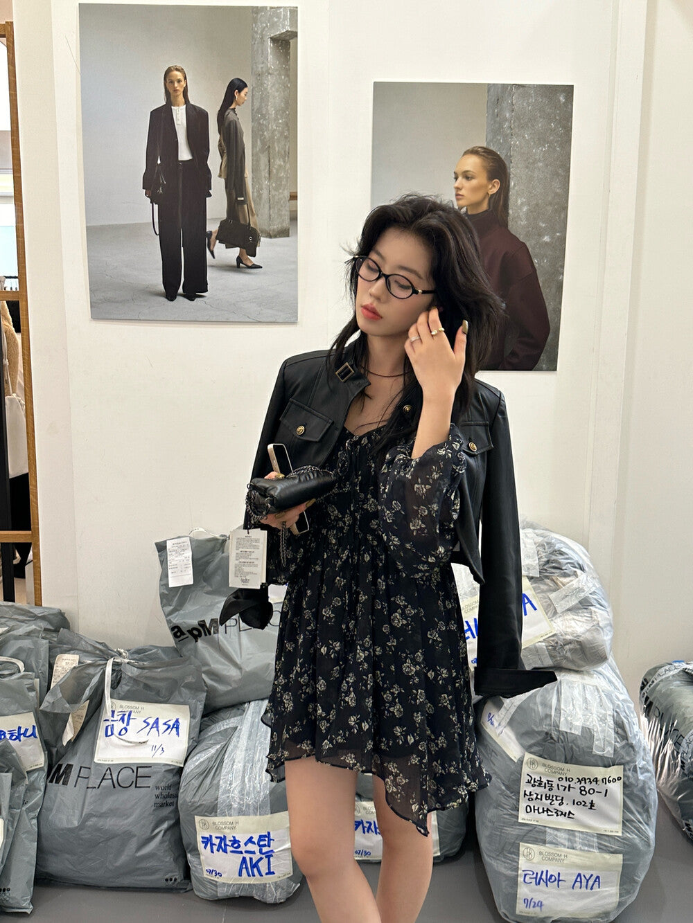 French V-neck Floral Print Dress