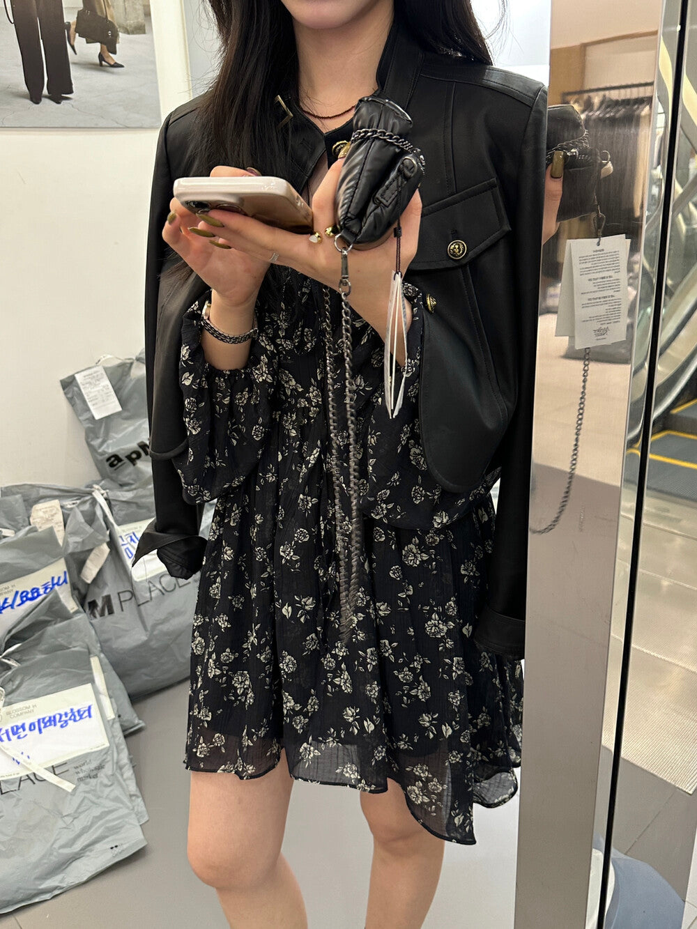 French V-neck Floral Print Dress