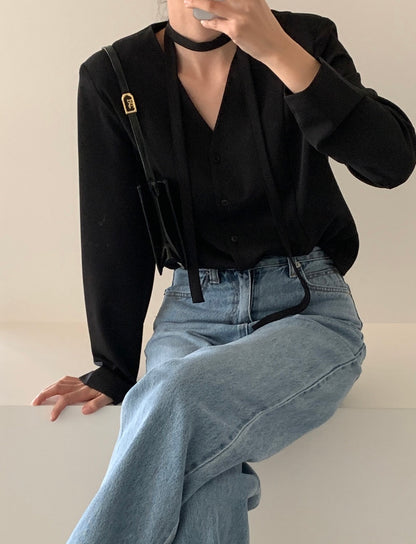 韓式西裝系帶上衣