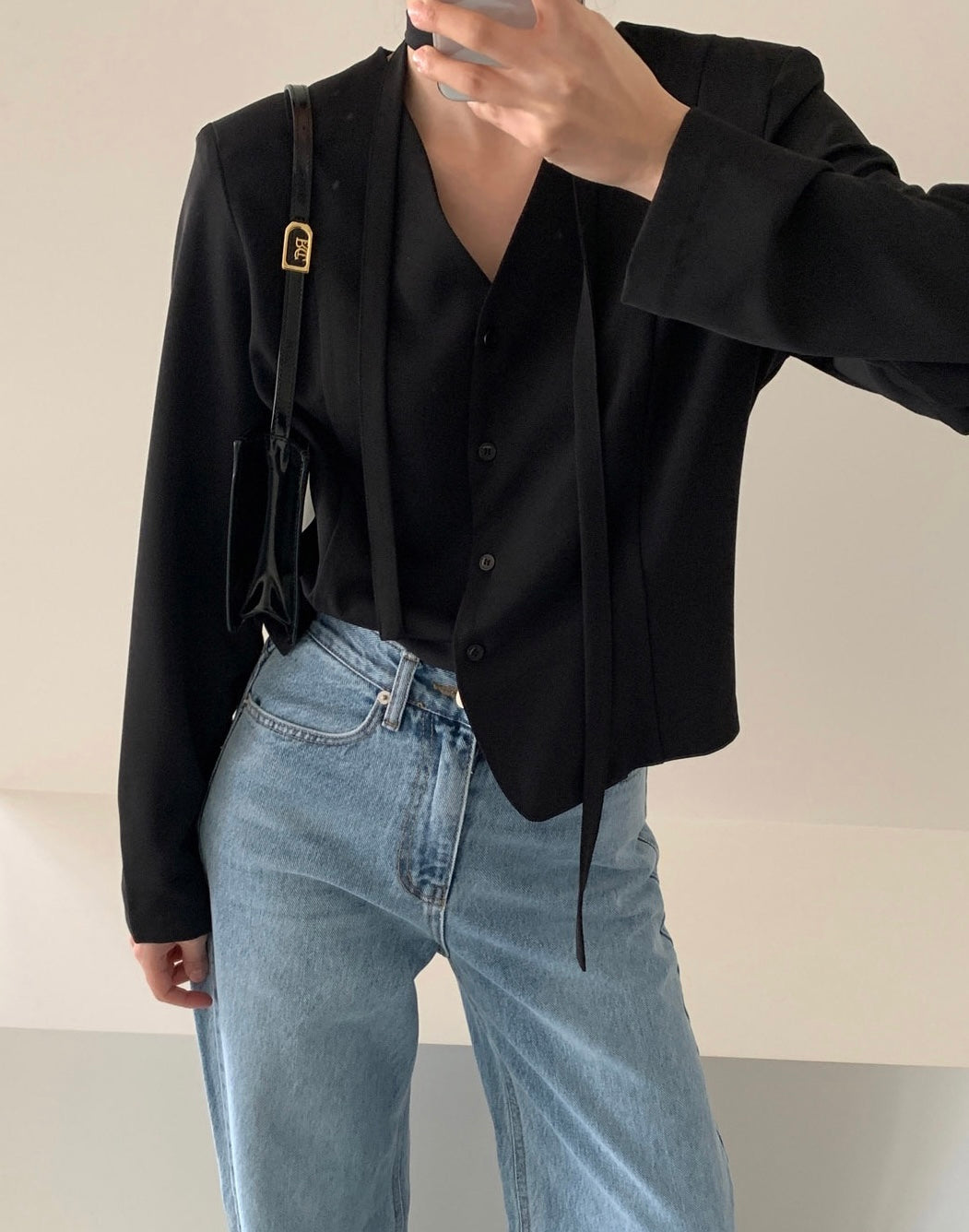 韓式西裝系帶上衣