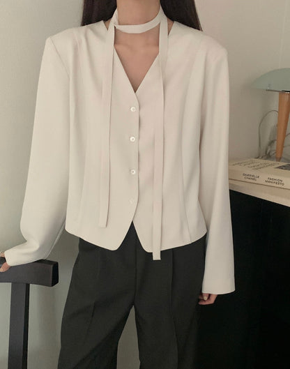 韓式西裝系帶上衣
