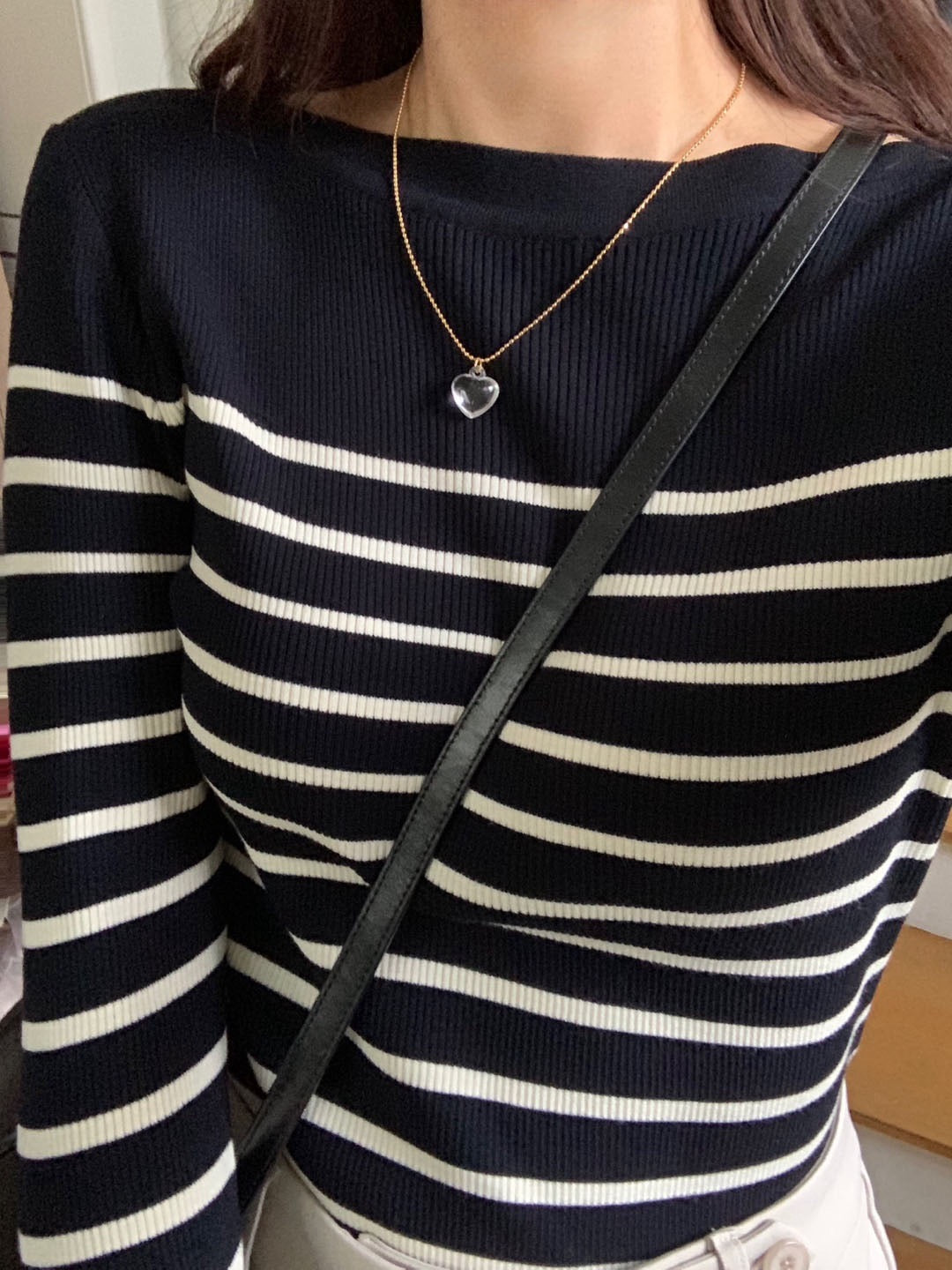 Color-blocked striped knit top
