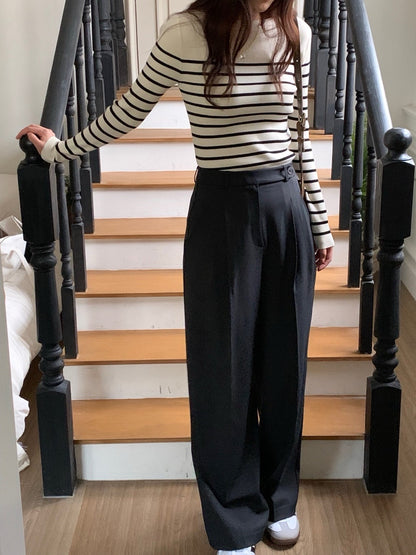 Color-blocked striped knit top