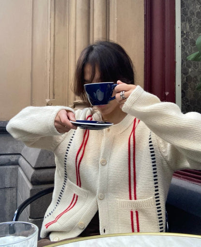 Casual Style Crewneck Color-Block Sweater