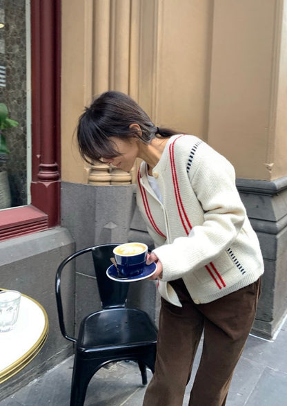 Casual Style Crewneck Color-Block Sweater