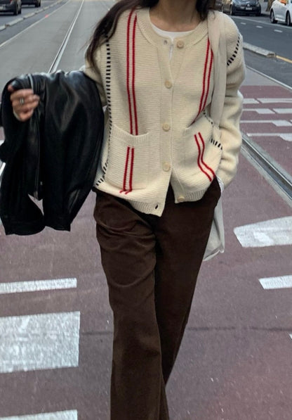 Casual Style Crewneck Color-Block Sweater