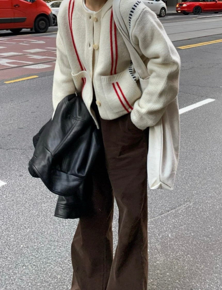 Casual Style Crewneck Color-Block Sweater