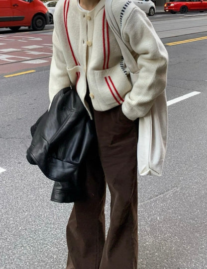 Casual Style Crewneck Color-Block Sweater