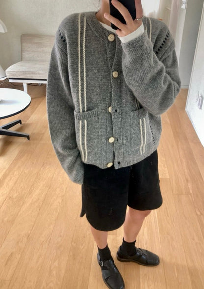 Casual Style Crewneck Color-Block Sweater