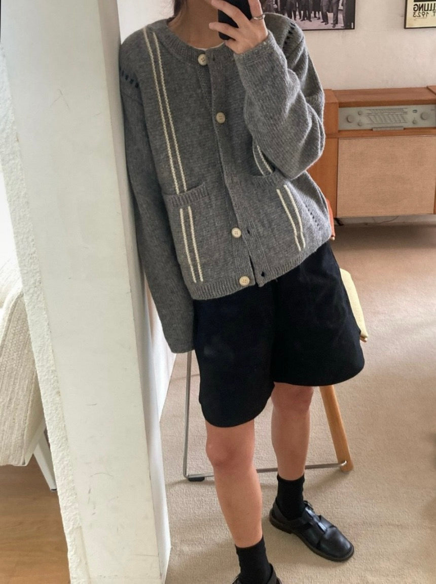 Casual Style Crewneck Color-Block Sweater