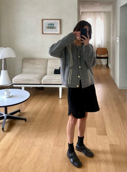 Casual Style Crewneck Color-Block Sweater