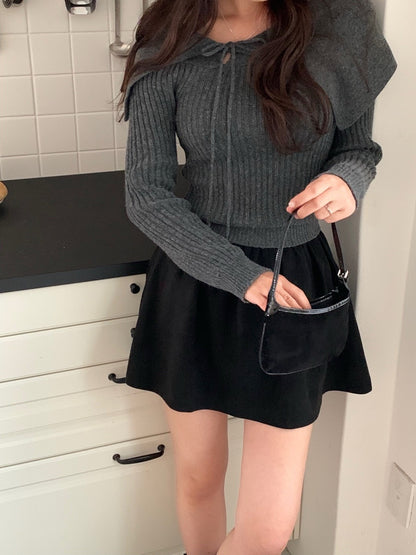 Off-the-shoulder Tie Slim-fit Top