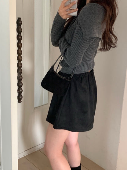 Off-the-shoulder Tie Slim-fit Top