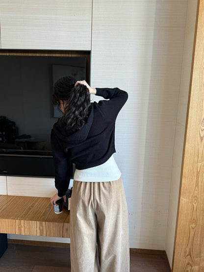 半拉鏈連帽毛衣+吊帶背心set