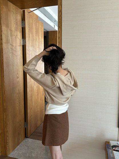 半拉鏈連帽毛衣+吊帶背心set