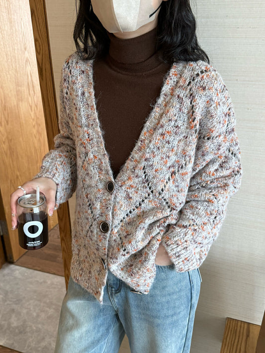 Patterned Yarn Long-Sleeve Sweater