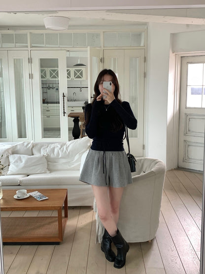 長袖セーター+リボン付きレイヤードベストセット