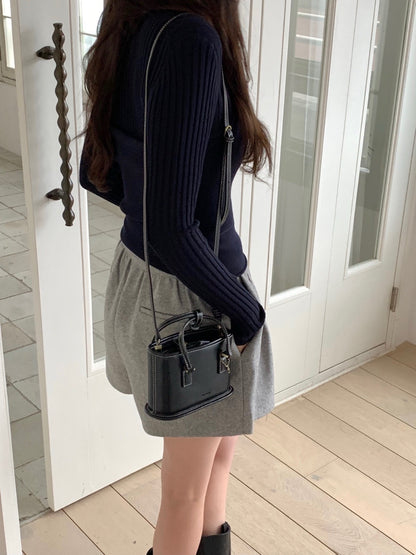 長袖セーター+リボン付きレイヤードベストセット