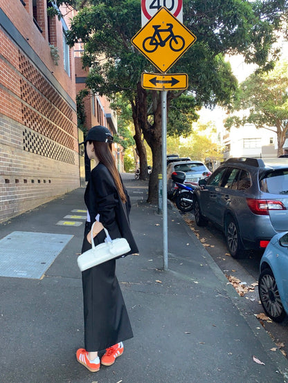 ハイウエストスリムストライプストレートスカート