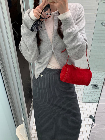 ハイウエストスリムストライプストレートスカート