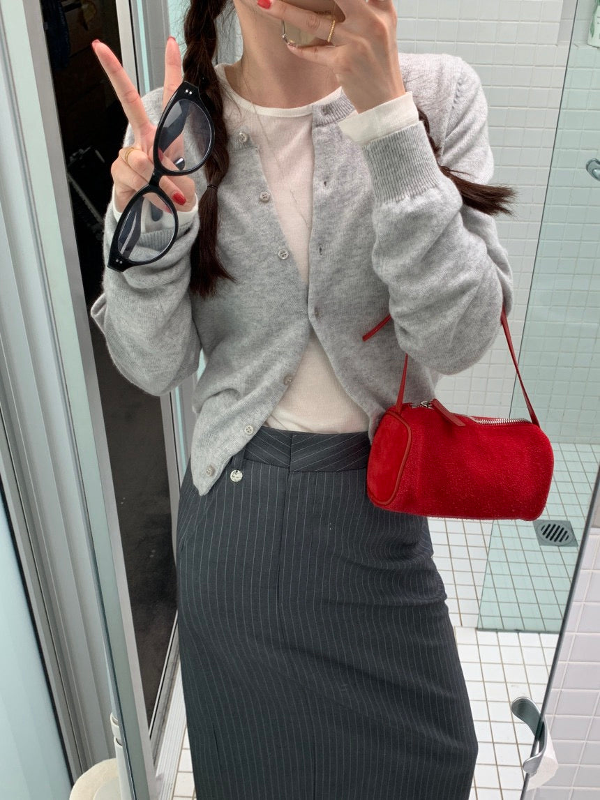 ハイウエストスリムストライプストレートスカート