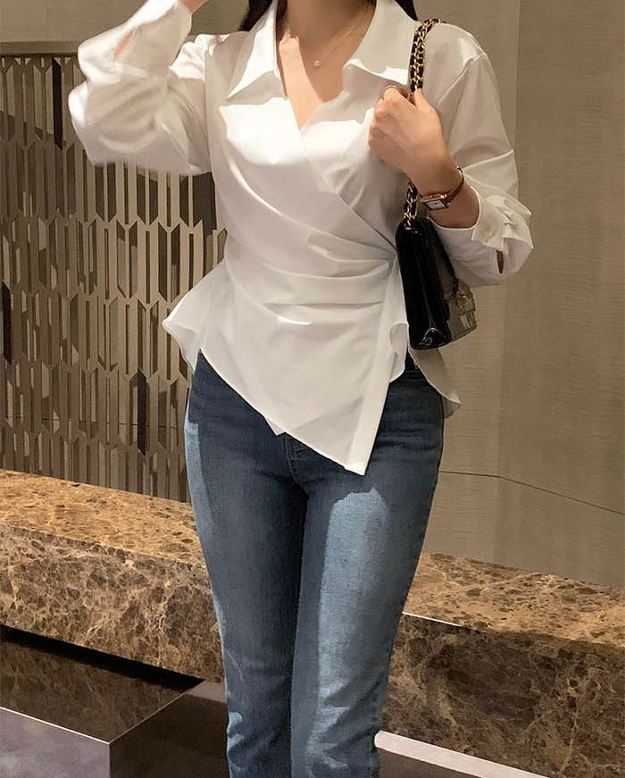 一粒扣收腰顯瘦恤衫