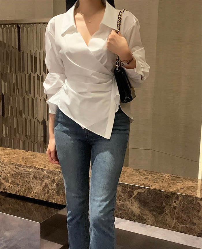 一粒扣收腰顯瘦恤衫