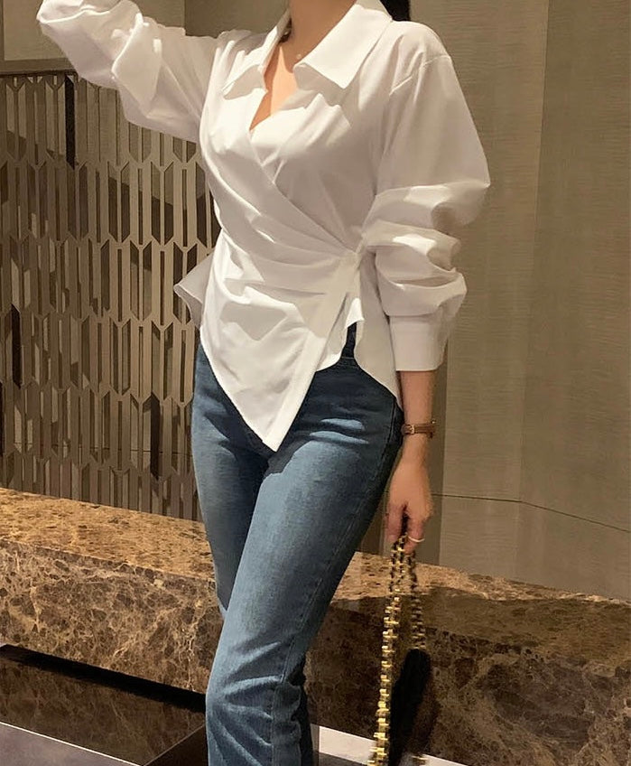 一粒扣收腰顯瘦恤衫