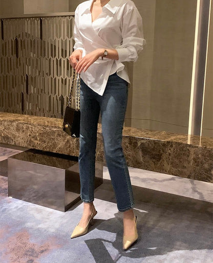 一粒扣收腰顯瘦恤衫