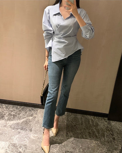 一粒扣收腰顯瘦恤衫