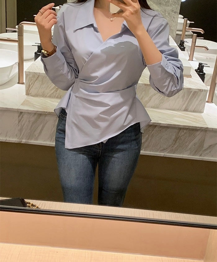 一粒扣收腰顯瘦恤衫