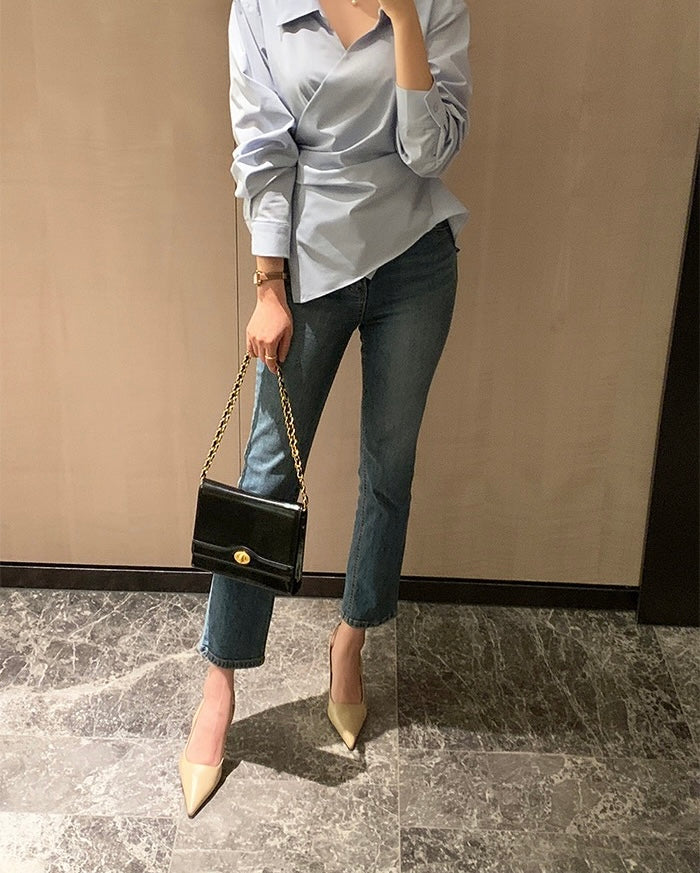 一粒扣收腰顯瘦恤衫