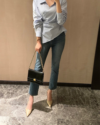 一粒扣收腰顯瘦恤衫