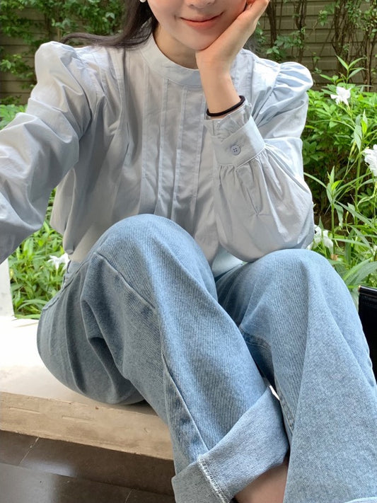 立領後背單排扣設計感恤衫